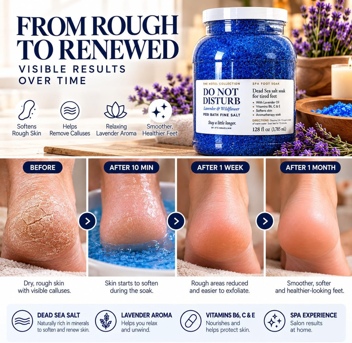 Pedi Bath Fine Salt — Lavender & Wildflower Dead Sea Foot Soak
