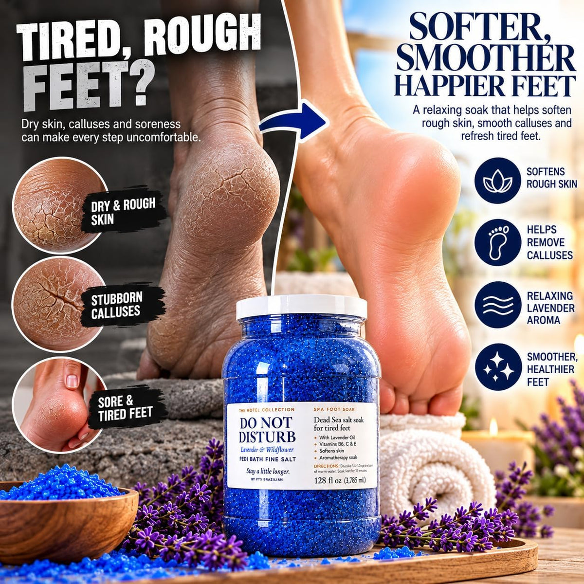 Pedi Bath Fine Salt — Lavender & Wildflower Dead Sea Foot Soak