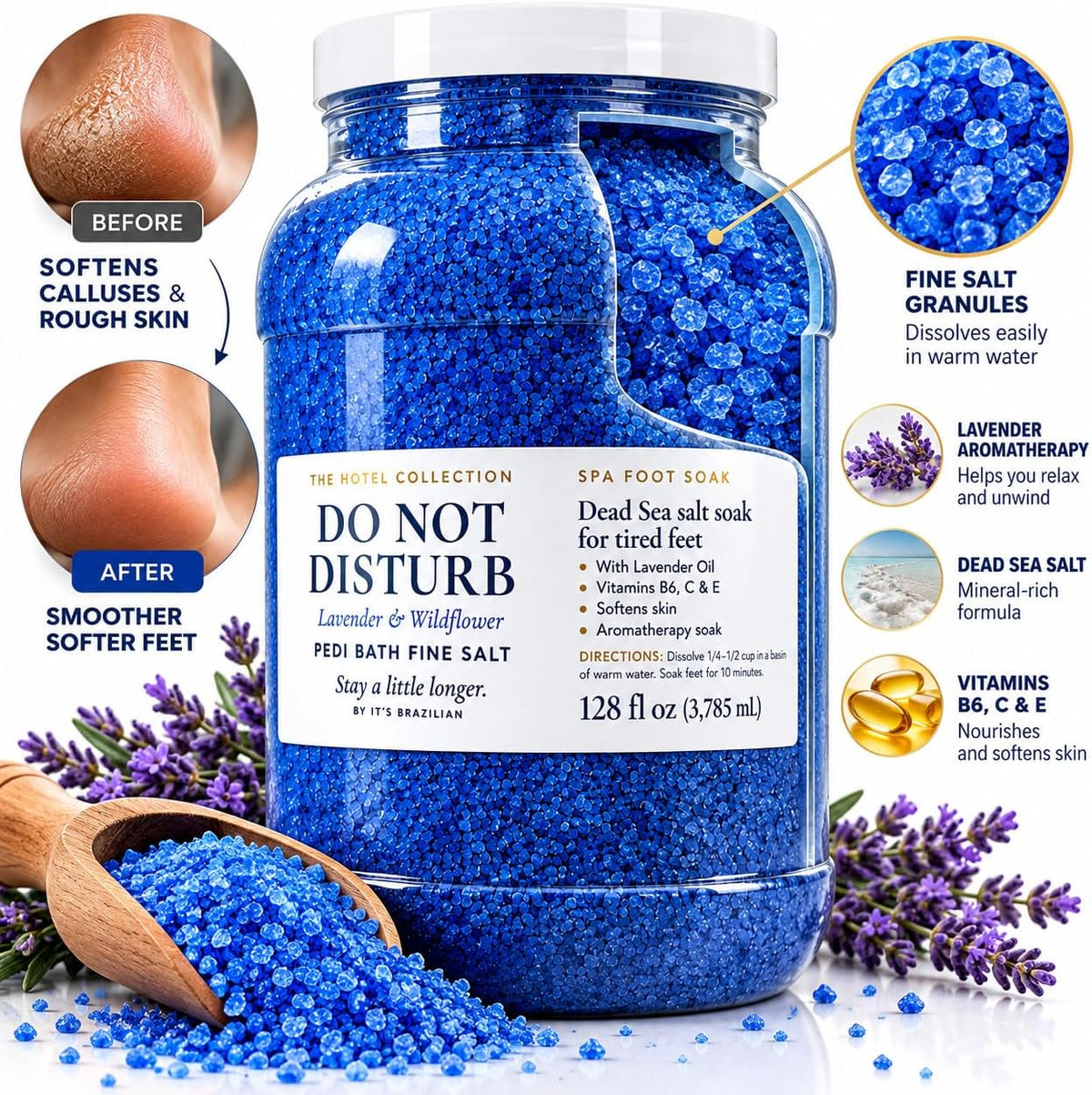 Pedi Bath Fine Salt — Lavender & Wildflower Dead Sea Foot Soak