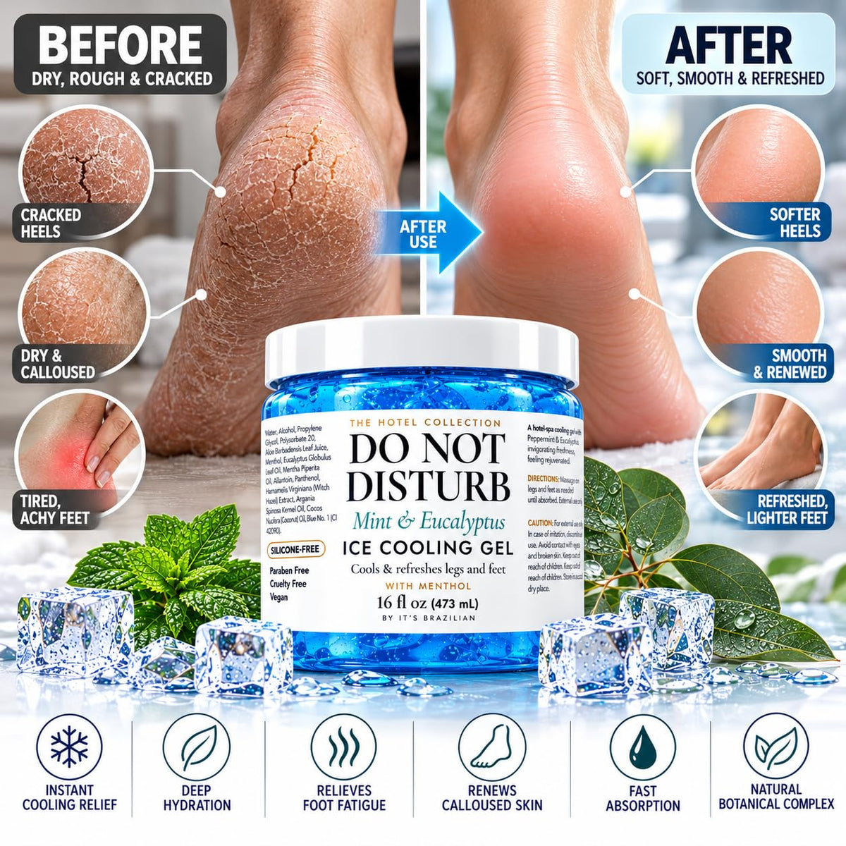 Mint & Eucalyptus Foot & Leg Cooling Gel — 16 fl oz