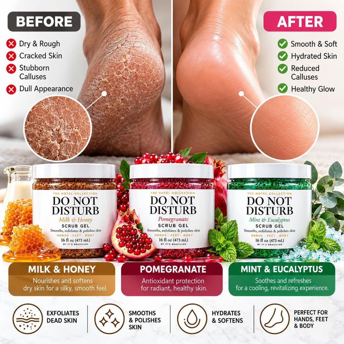 Honey Milk Foot & Body Scrub Gel — 16 fl oz
