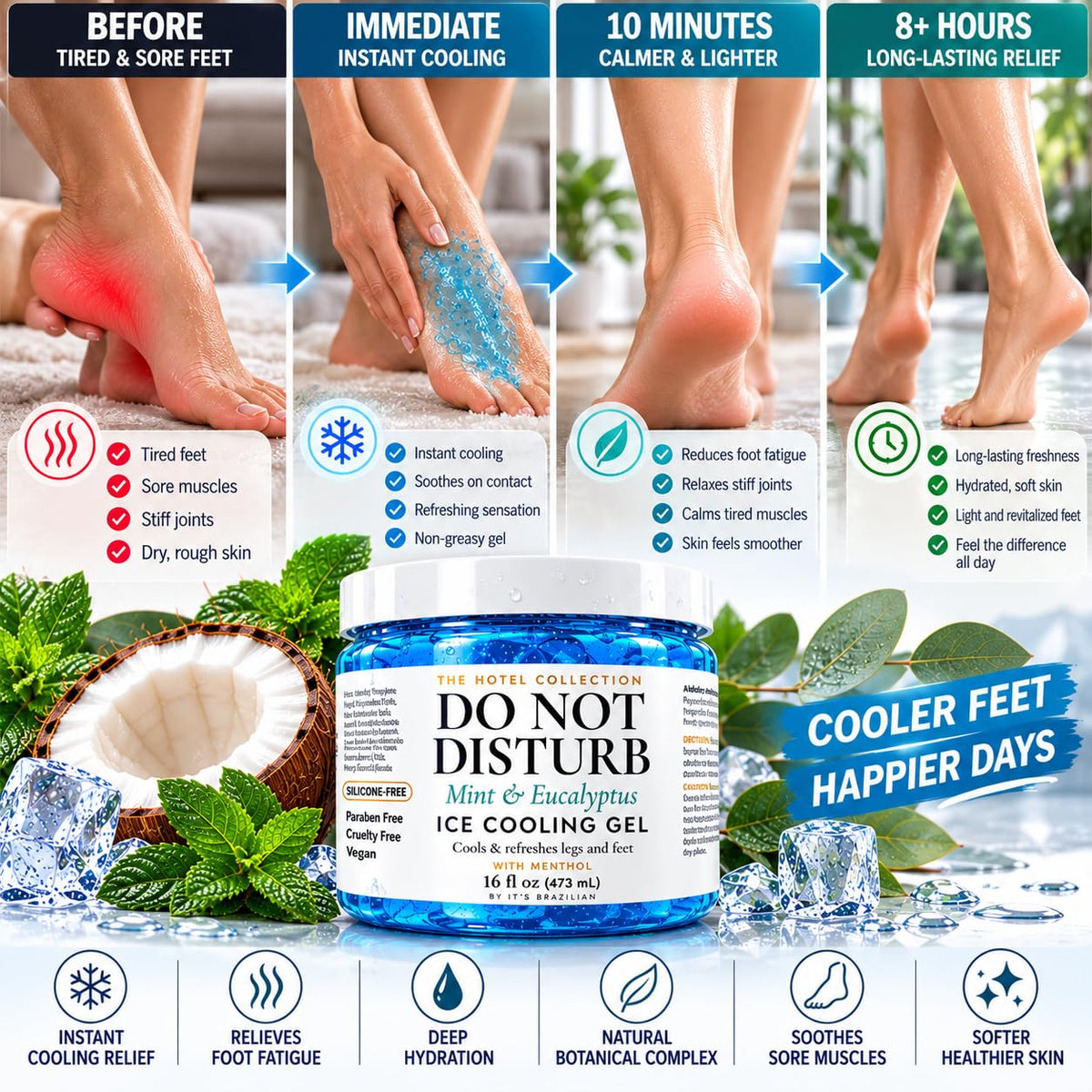 Mint & Eucalyptus Foot & Leg Cooling Gel — 16 fl oz