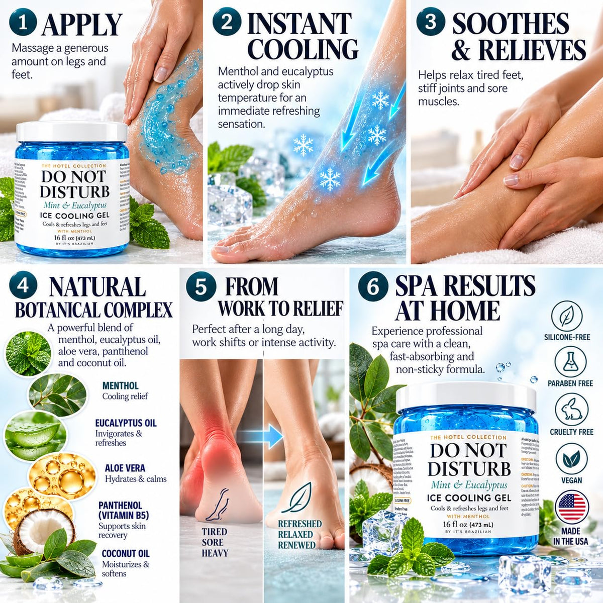 Mint & Eucalyptus Foot & Leg Cooling Gel — 16 fl oz