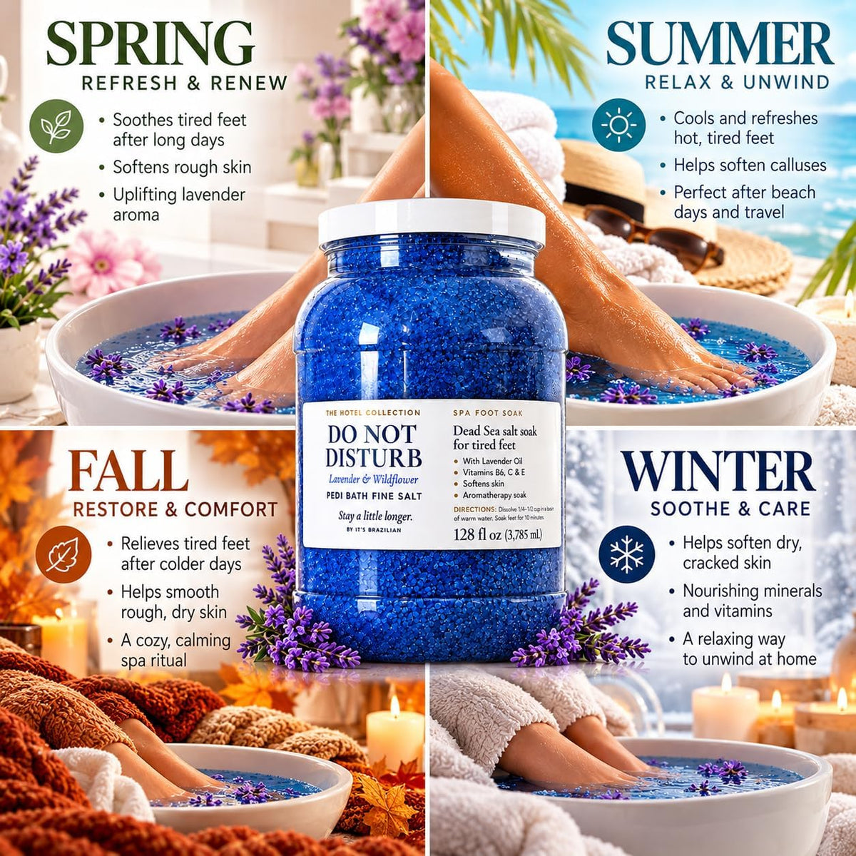 Pedi Bath Fine Salt — Lavender & Wildflower Dead Sea Foot Soak