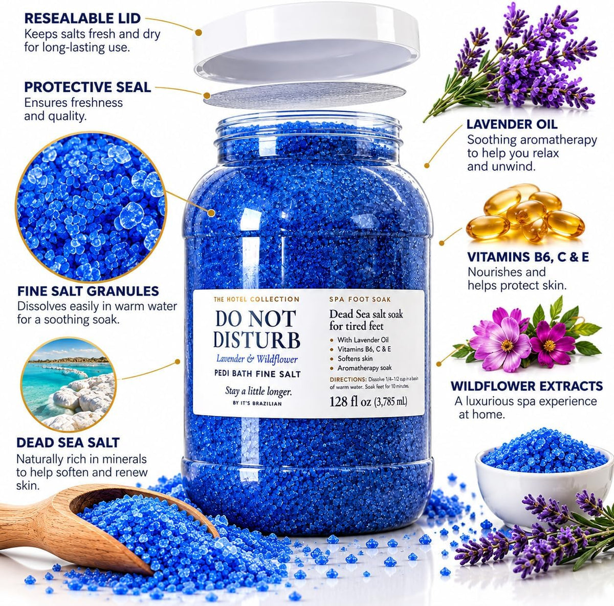Pedi Bath Fine Salt — Lavender & Wildflower Dead Sea Foot Soak